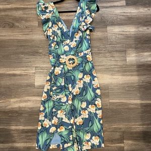 PatBO Floral Midi Dress with Belt